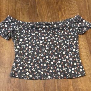 Off shoulder floral crop top